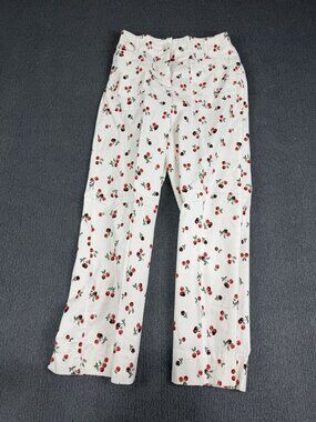 Nicole Miller Womens White Cherry Print Wide Leg Pants 2